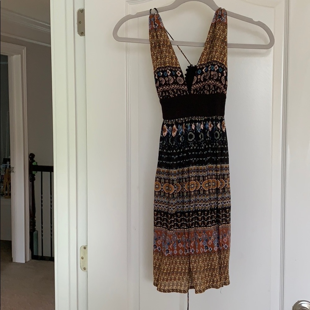 Multi-Color tie in back dress